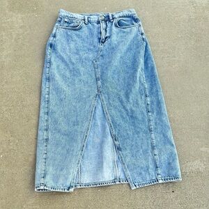 Rag & Bone  Light Wash Denim Midi Skirt with Front Slit|Aisha ~waist 26”